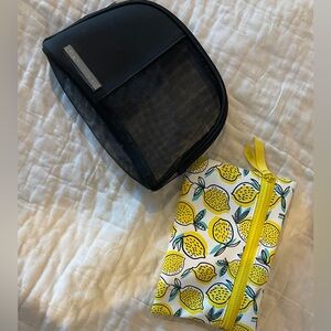 *NWOT*Lemon Print Pouch and Black Mesh Bag Set  ~Toiletry, Make-up, School bags.